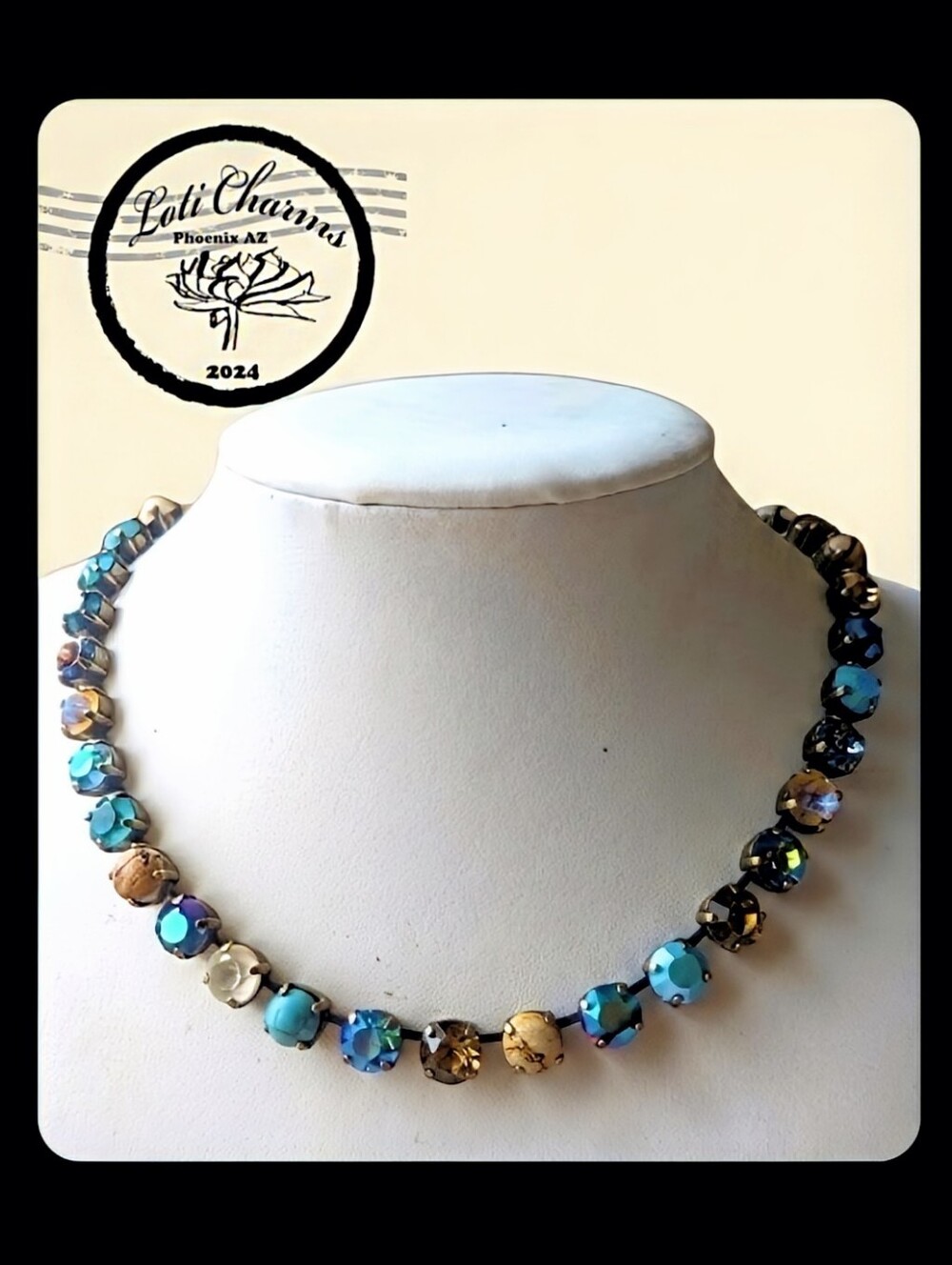 Brown Crystals & Natural Stones In Unique Classic Tennis Necklace